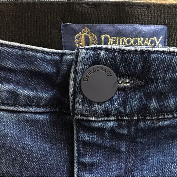 Democracy Ab Solution Straight Leg Jeans Dark Wash raw hem Rainbow thread 6 - Picture 9 of 12